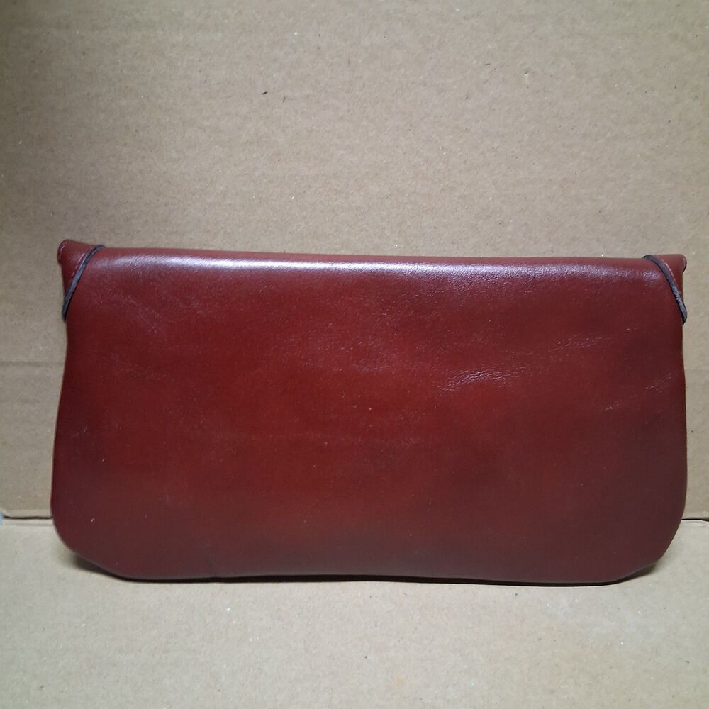 Vintage Etienne Aigner Burgundy Leather Clutch + Mirror Set NOS Gold Hardware - Picture 7 of 13